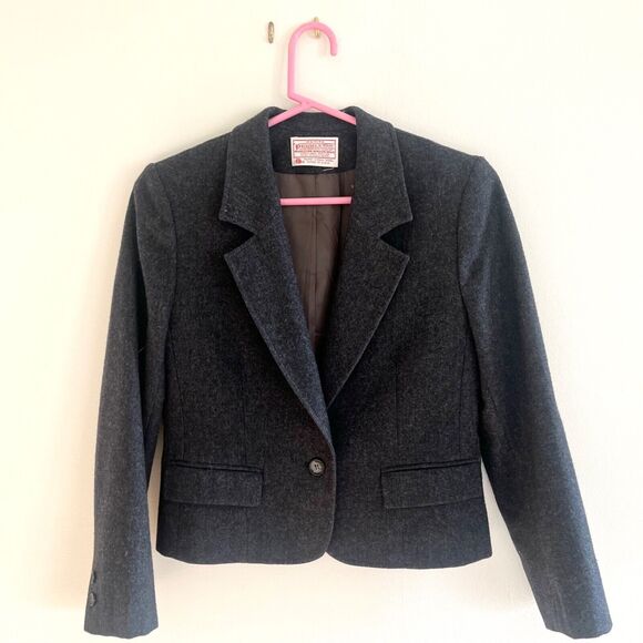 1980s Pendleton Blazer Jacket Womens 6 Petite Small Grey Preppy Classiccore - Picture 2 of 9